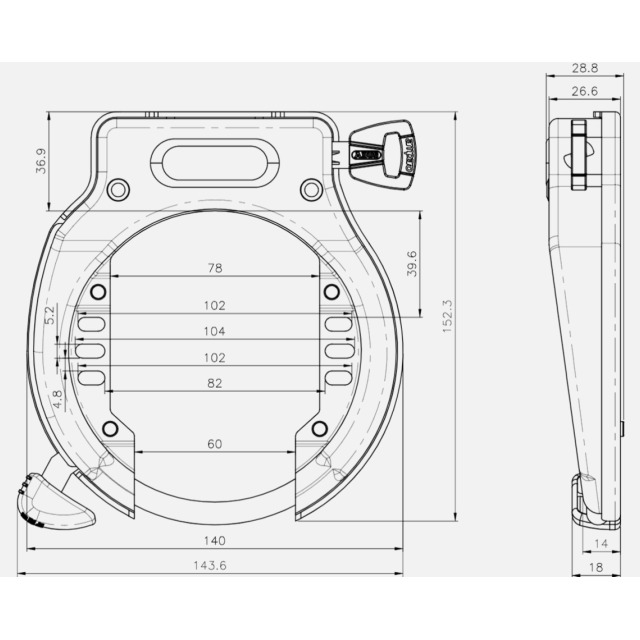 Abus Rahmenschloss Amparo 4650SL NR ohne Halter schwarz